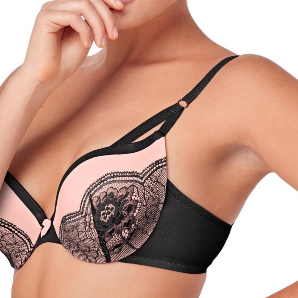 Maidenform Push Up Bra Love the Lift Underwire Bra Peach and Black Lace Size 40B